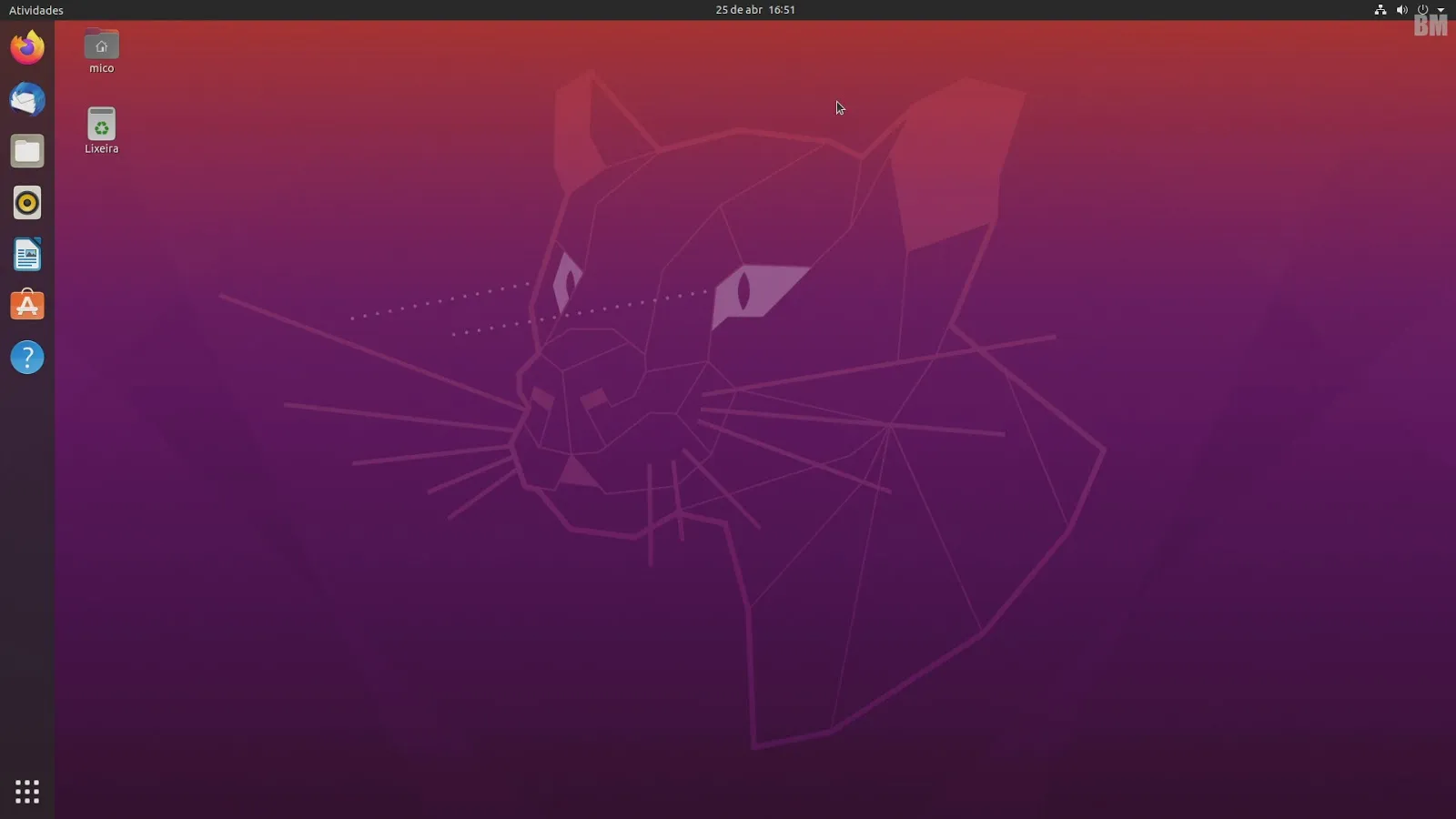 Imagem da tela inicial do Ubuntu
